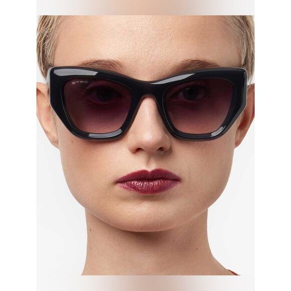 New! ETRO ETRO0017/S KB79O Black Cat-Eye Sunglasses, Authentic main image 4